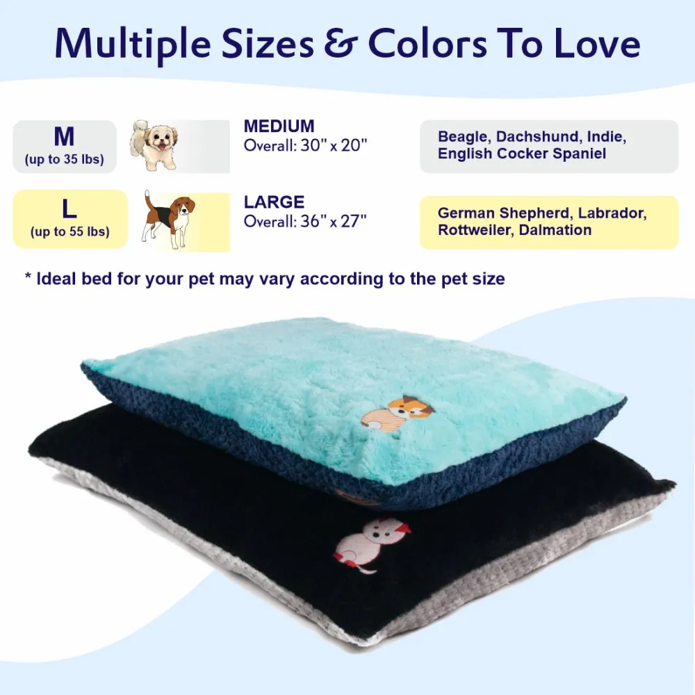 Petter World Luxury Reversible Chopped Foamed Pillow Bed with Soft Fur for Dogs (Turquoise)