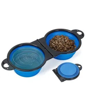 Portable Foldable Dual Bowl for Pets