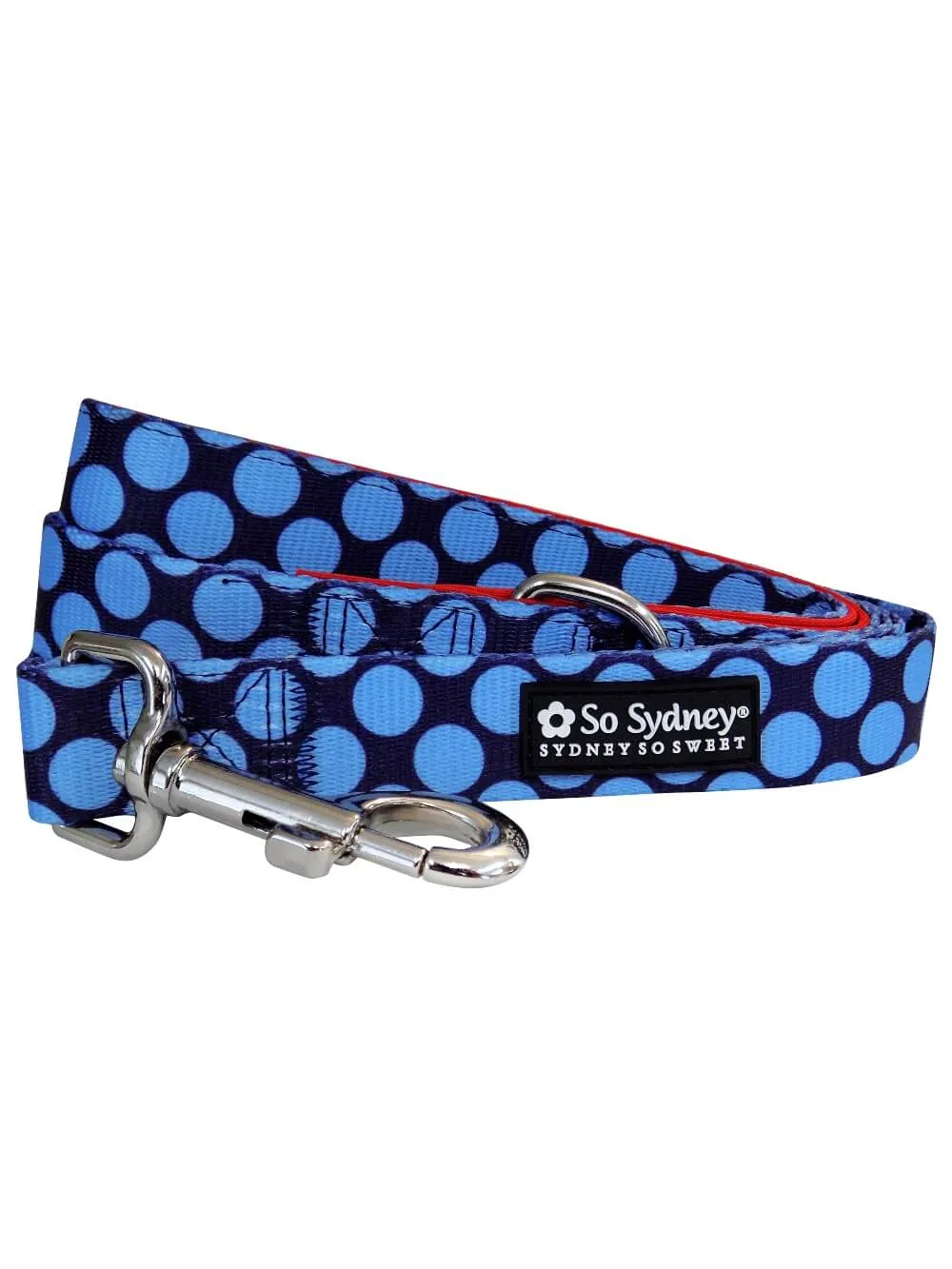 Red & Blue Jumbo Polka Dots Bright & Fun Dog Leash