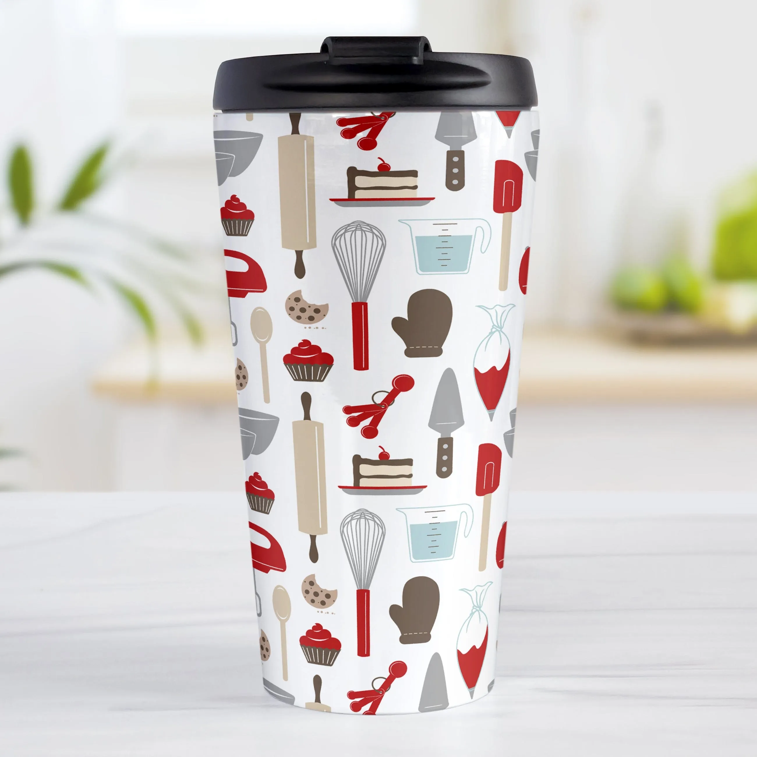 Red Baking Pattern Travel Mug