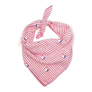 Red Stripe Sailboat Tie-On Bandana