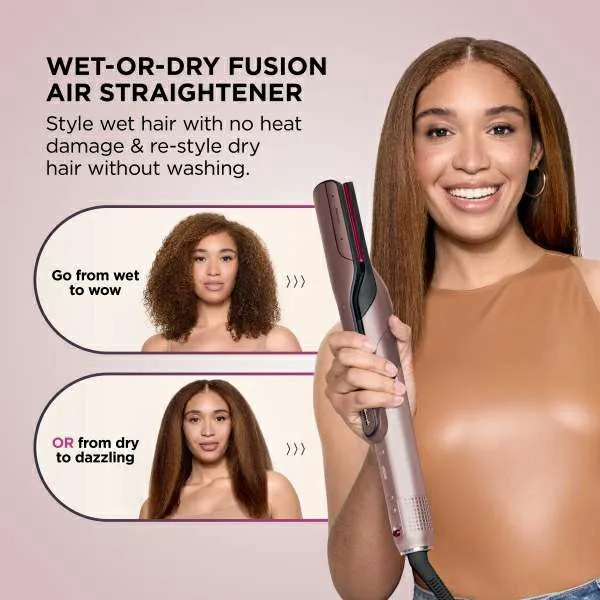 Shark FlexFusion 5-in-1 Air Styler & Dryer Ceramic Straightener - Cosmic Blush | HD652SUK