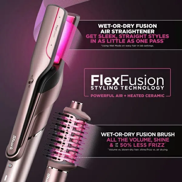 Shark FlexFusion 5-in-1 Air Styler & Dryer Ceramic Straightener - Cosmic Blush | HD652SUK