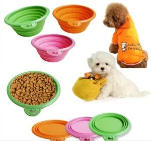 Silicon Foldable Traveling Bowl for Pets Dogs (Assorted Colors)