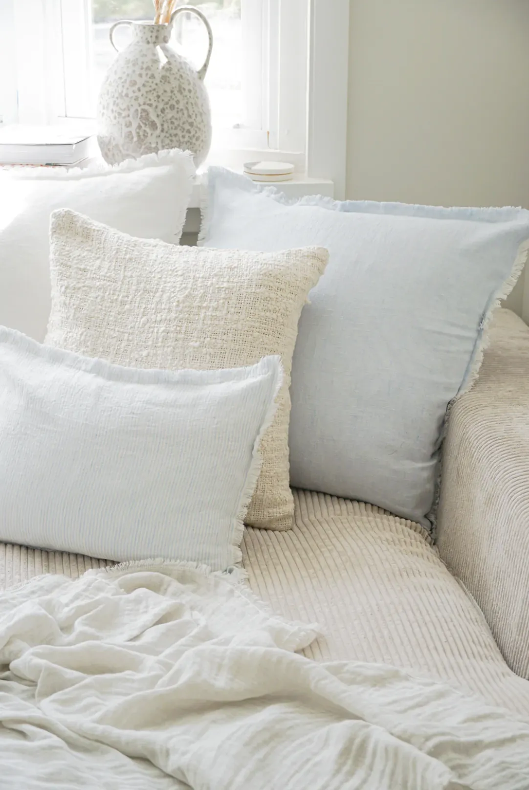 Sky Blue Linen Pillows