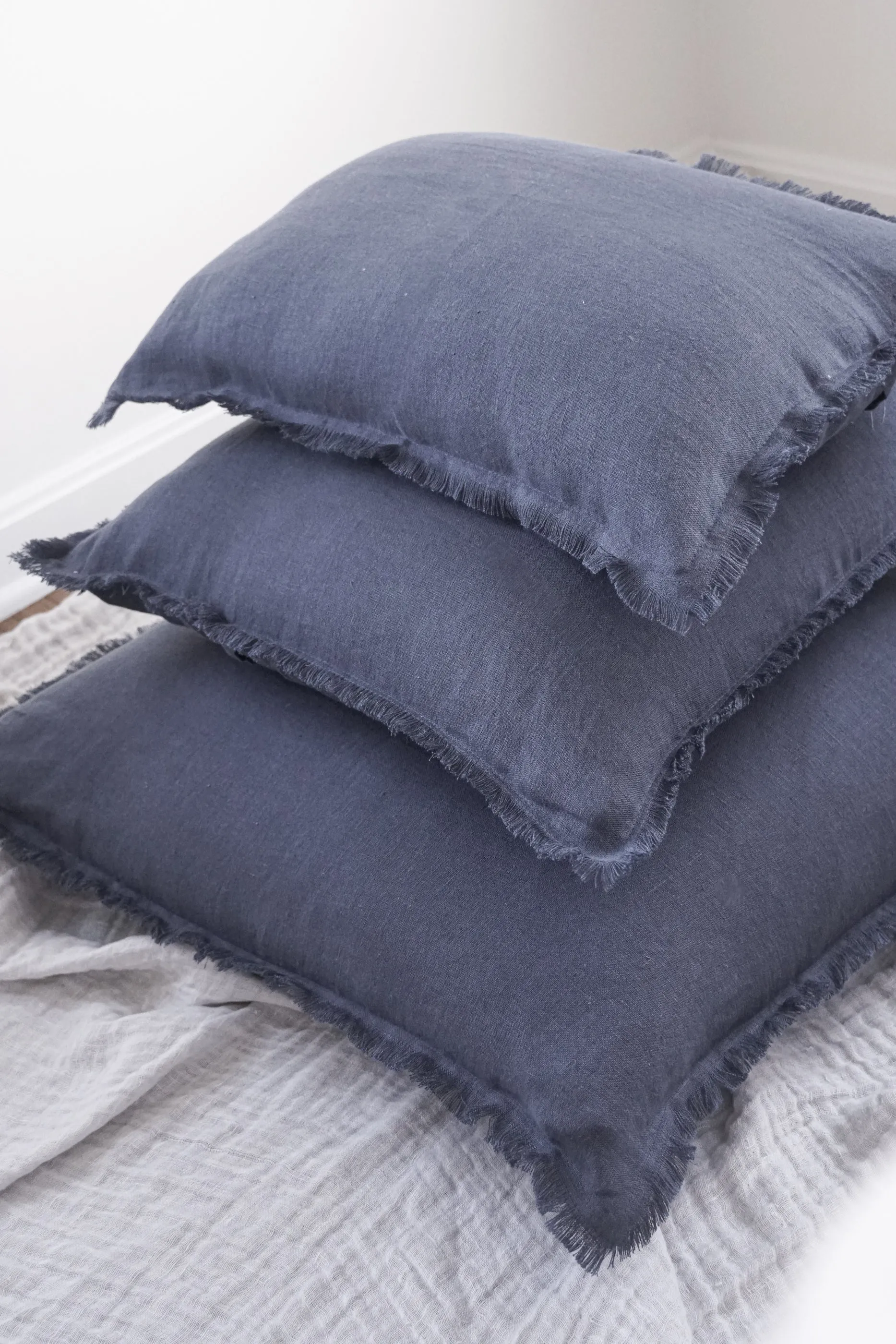 So Soft Navy Blue Linen Pillow