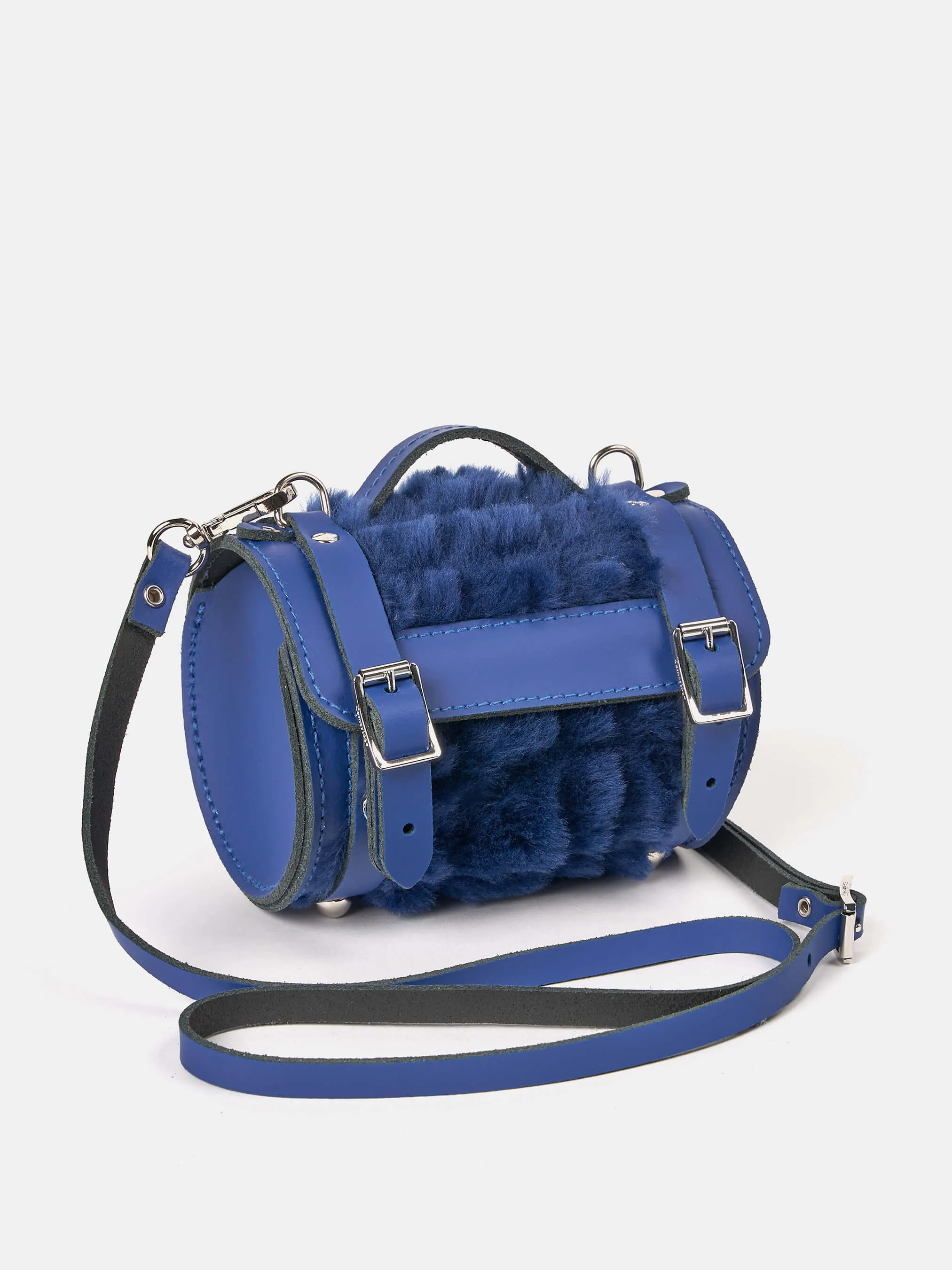 The Micro Bowls Bag - Electric Blue Merino Fluff with Sultry Blue