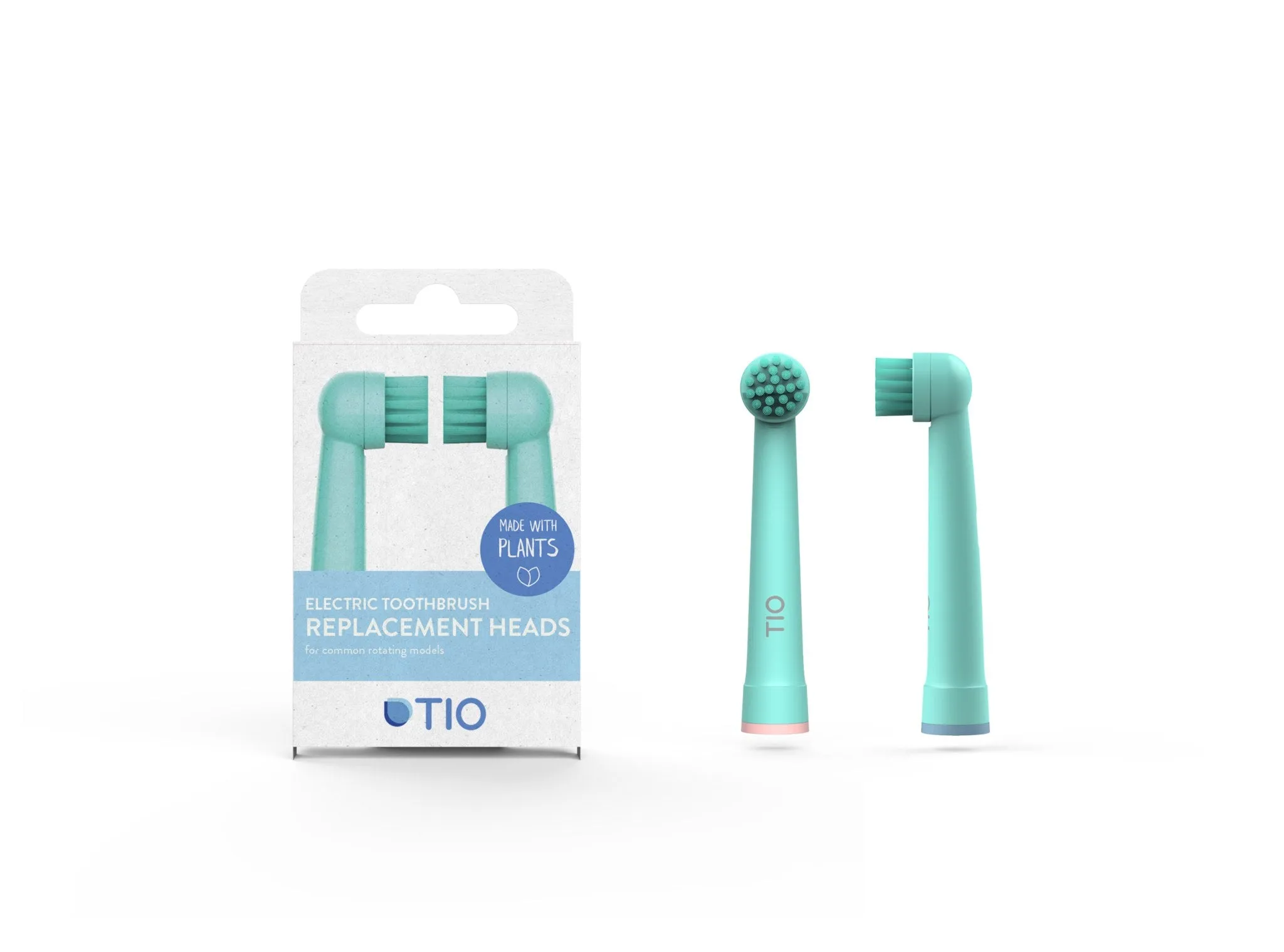 TIO Plant-based Replacement Brushes for Oral-B electric toothbrush 2 pcs, Glacier / Coral