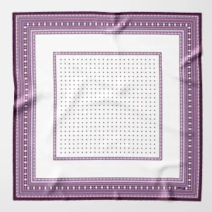 Verona - Hand Rolled Silk Neckerchief - White & Lilac