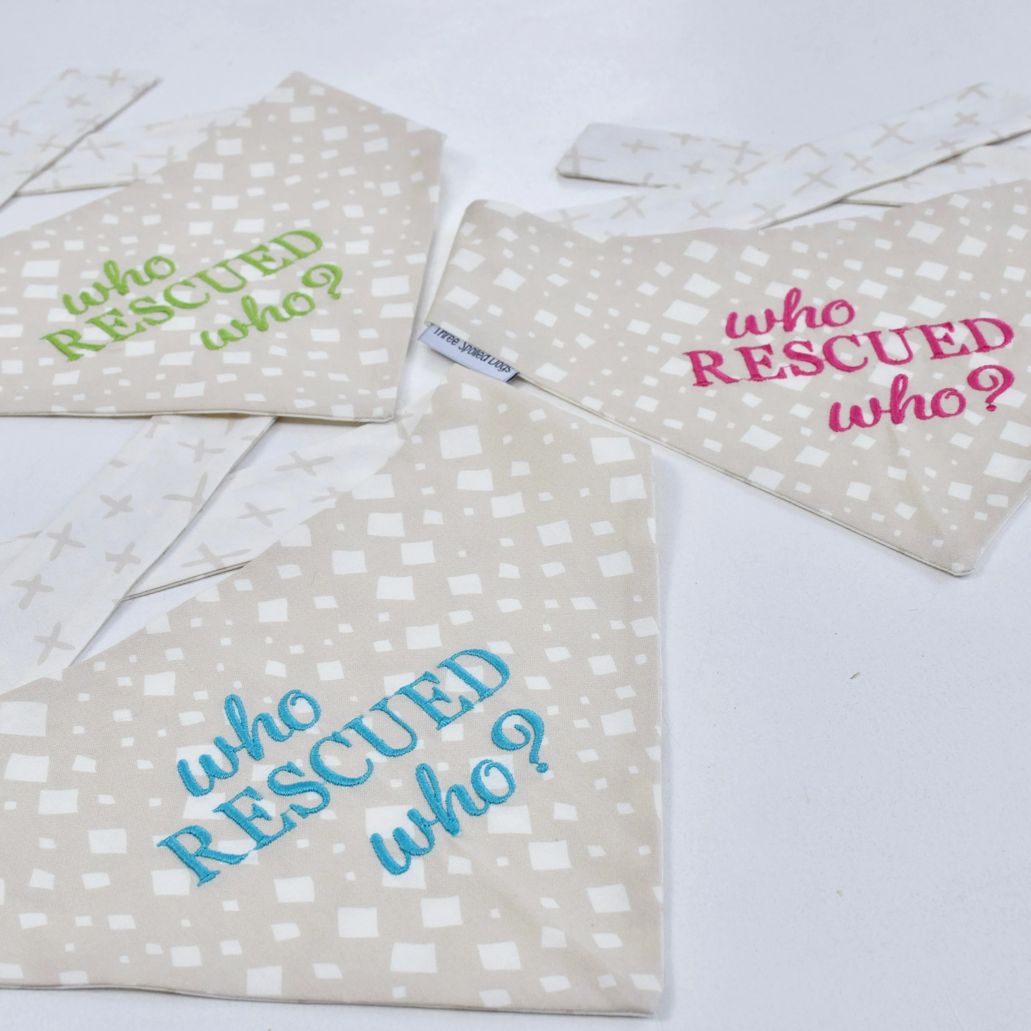 Who Rescued Who? Embroidered Dog Bandanas Ready to Ships